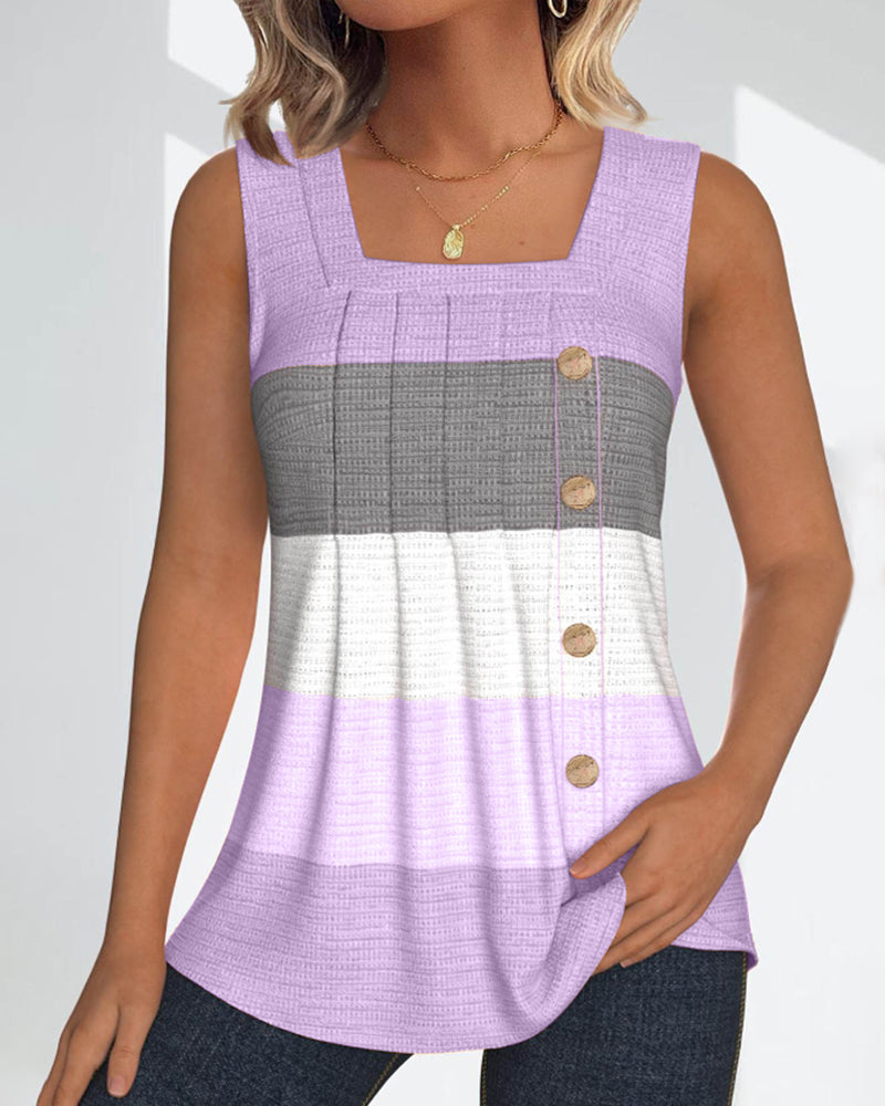 Riley | Button-Up Striped Tank Top
