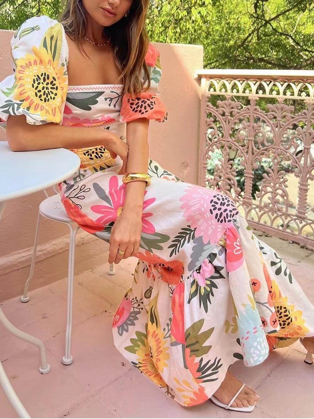 Isabella | Chic Colorful Floral Maxi Dress