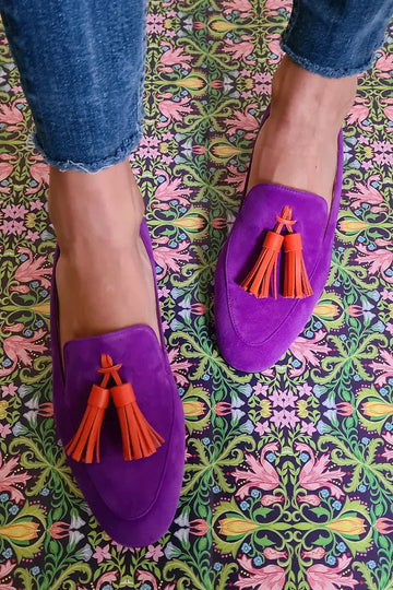 PURPLE LOAFERS WITH TASSELS |