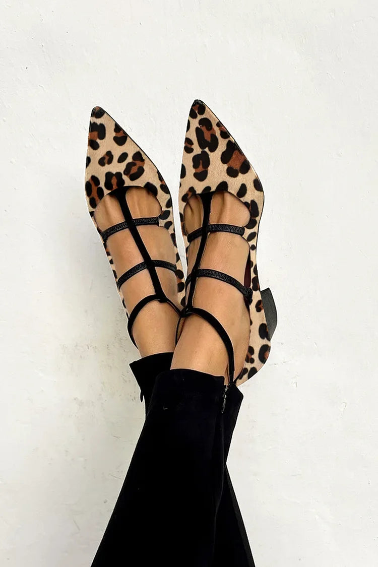 Lena | Leopard Strap Ballet Heels