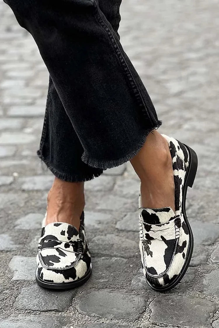 COW PRINT LOAFERS