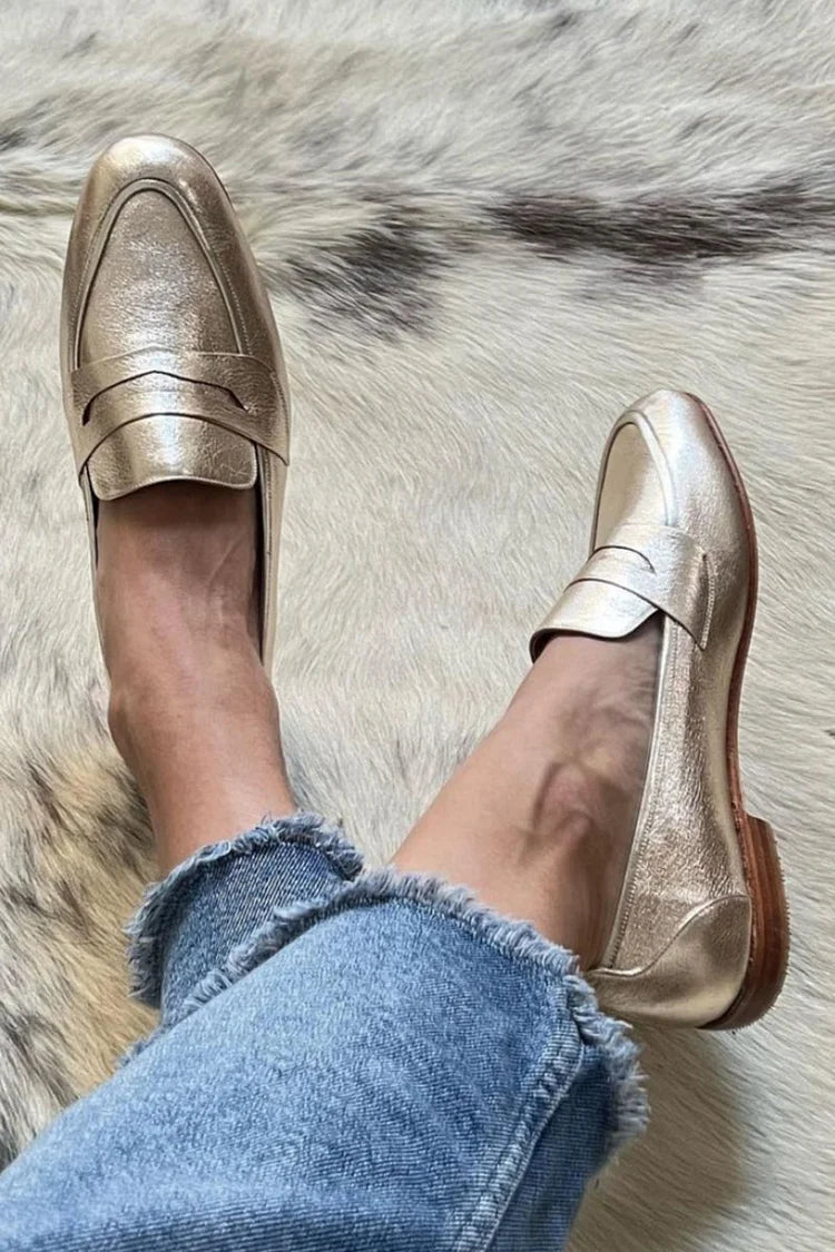 SHINY LIGHT GOLD LOAFER |