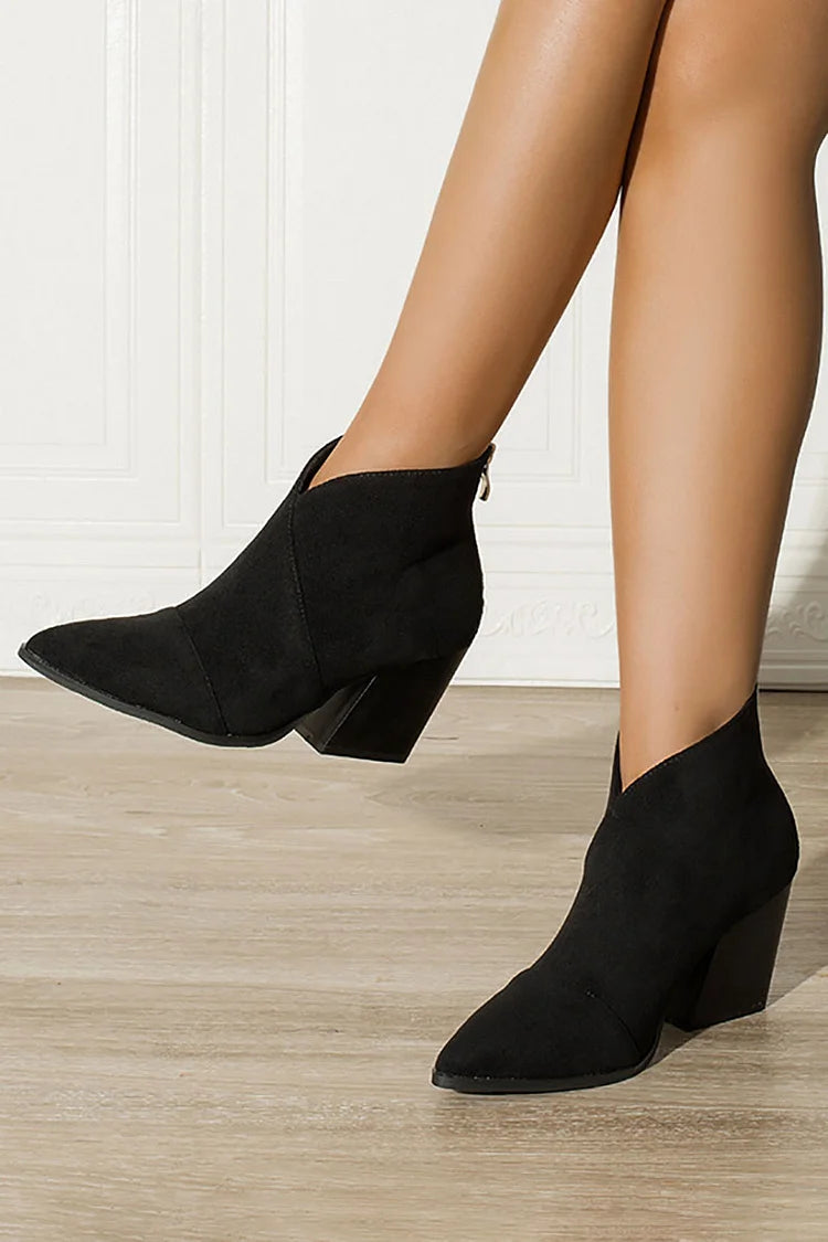 POINTED ANKLE BOOT WITH SUEDE EFFECT |