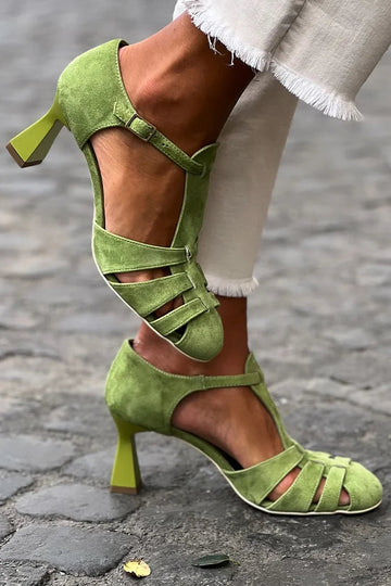 Savannah | Green Vintage Strap Heels