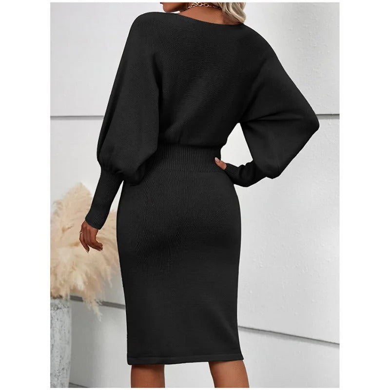 Avery | Chic Long Sleeve Round Neck Dress