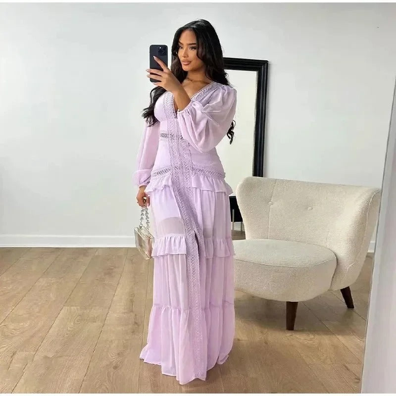 Sophia | Cozy V-neck Long Sleeve Maxi Dress