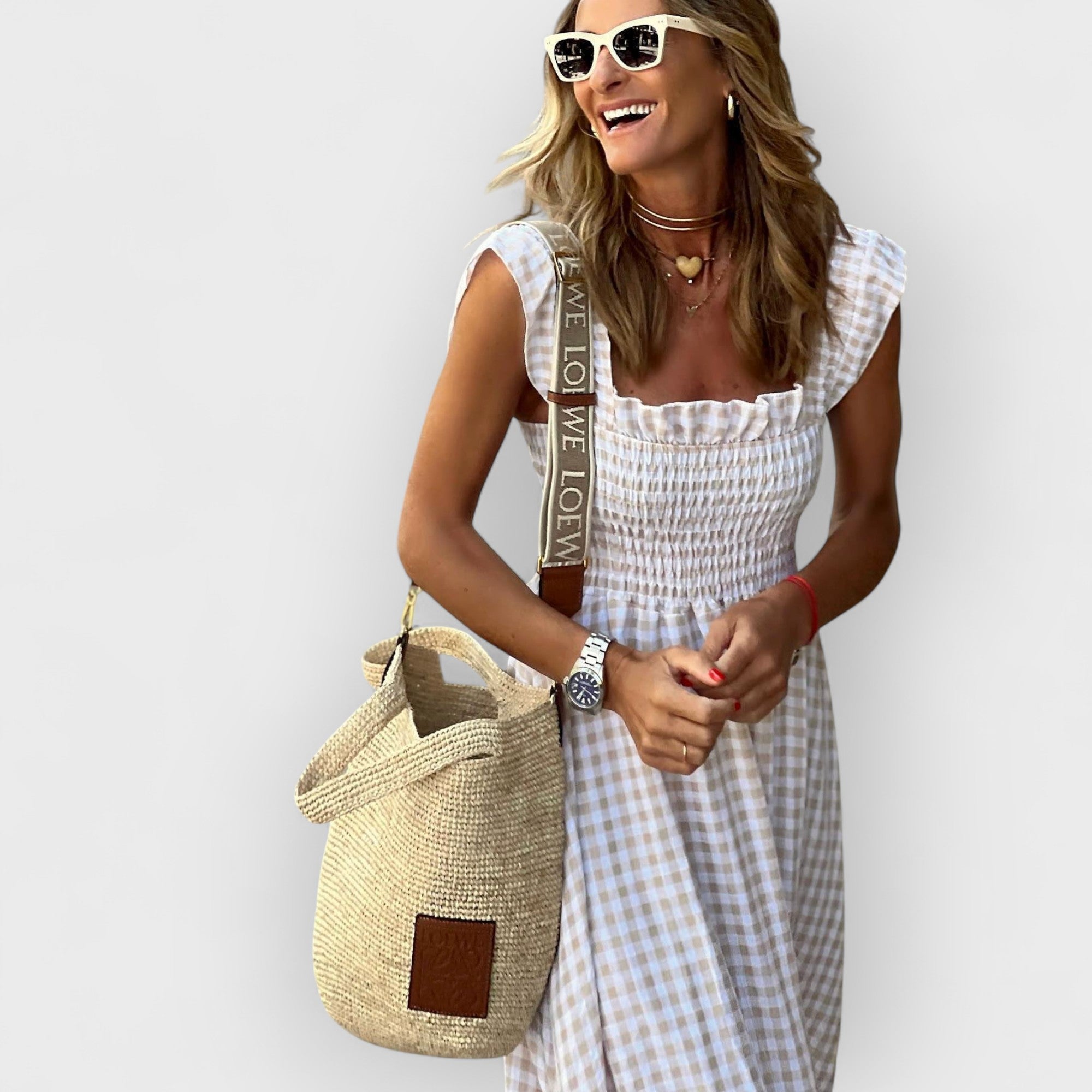 Isla | Plaid Maxi Dress with Ruffle Sleeves