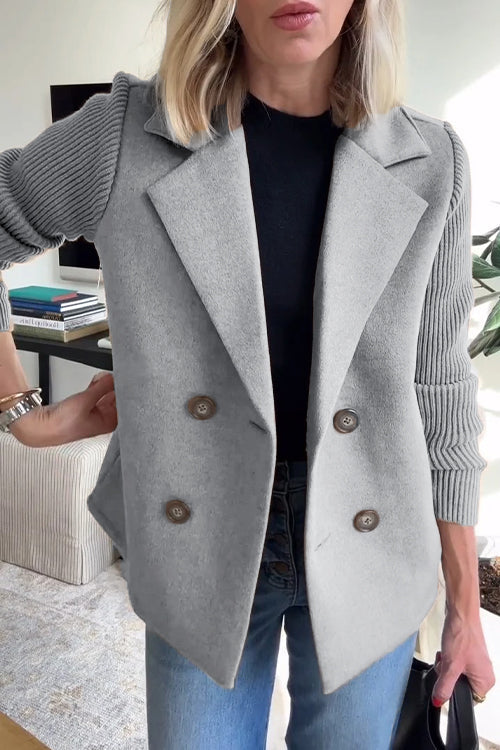 Amelia™ | Chic Blazer with Knit Sleeves