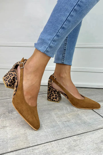 LEOPARD PRINT HEEL SLINGBACKS |