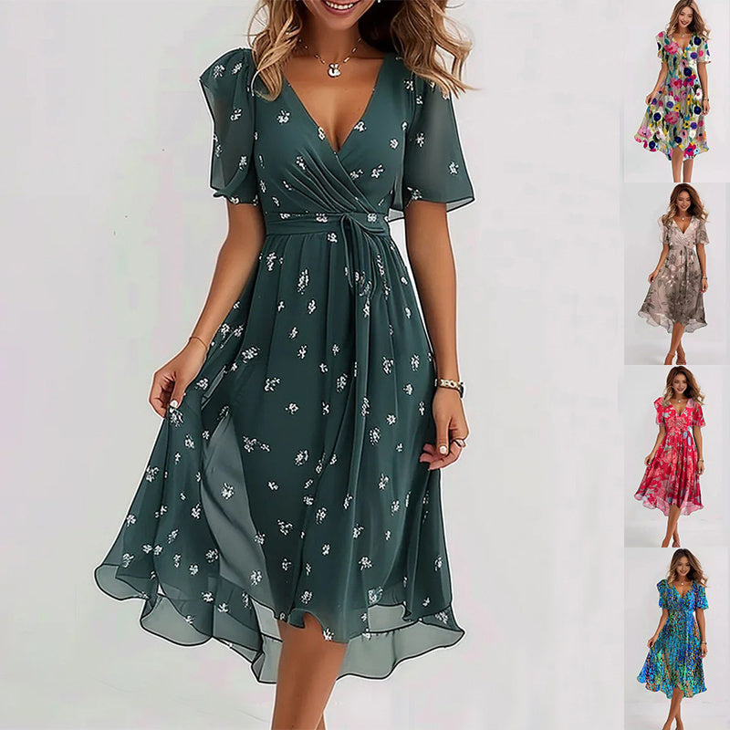 Arianna | Lightweight Short Sleeve Dress with Elegant Print