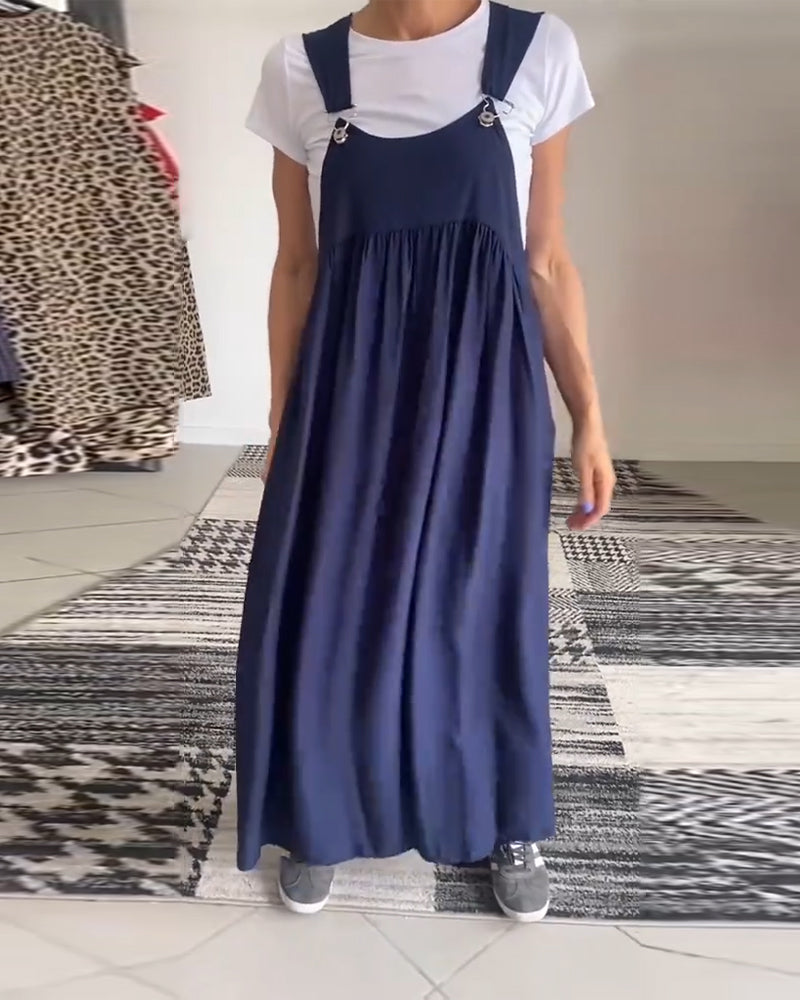 Emily | Chic Solid Color Suspender Dress