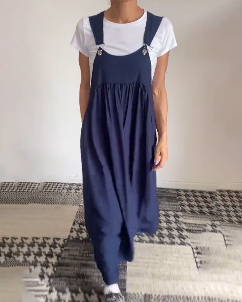 Emily | Chic Solid Color Suspender Dress