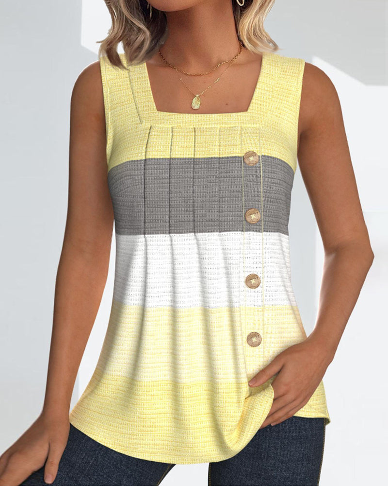 Riley | Button-Up Striped Tank Top