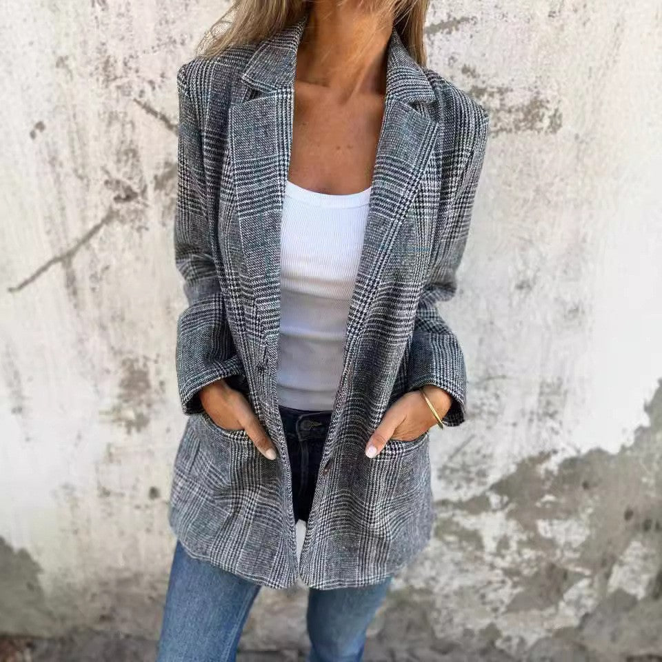 Brenda | Elegant Blazer with Check Pattern