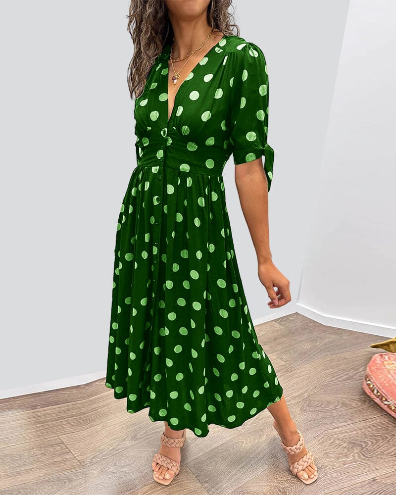 Aubrey | V-Neck Polka Dot Dress
