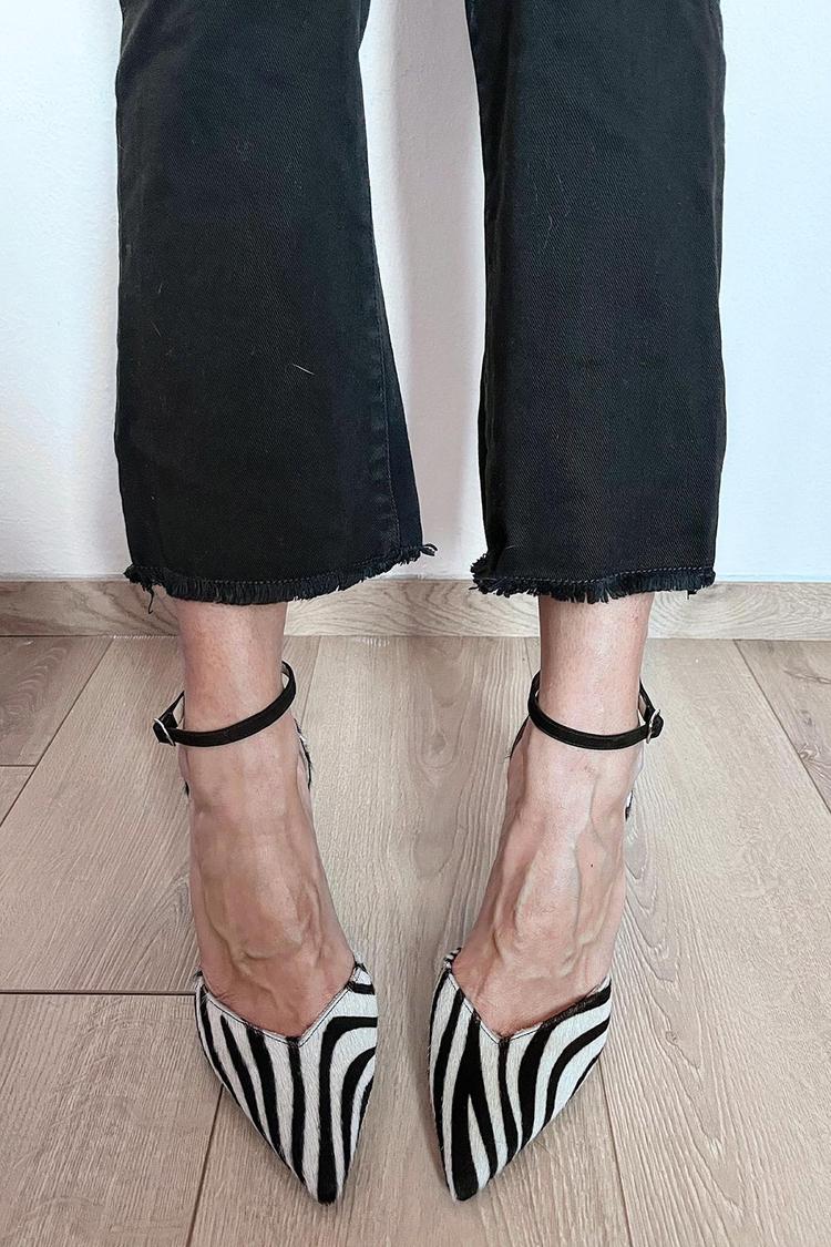 Riley | Zebra Print Pumps with Ankle Strap