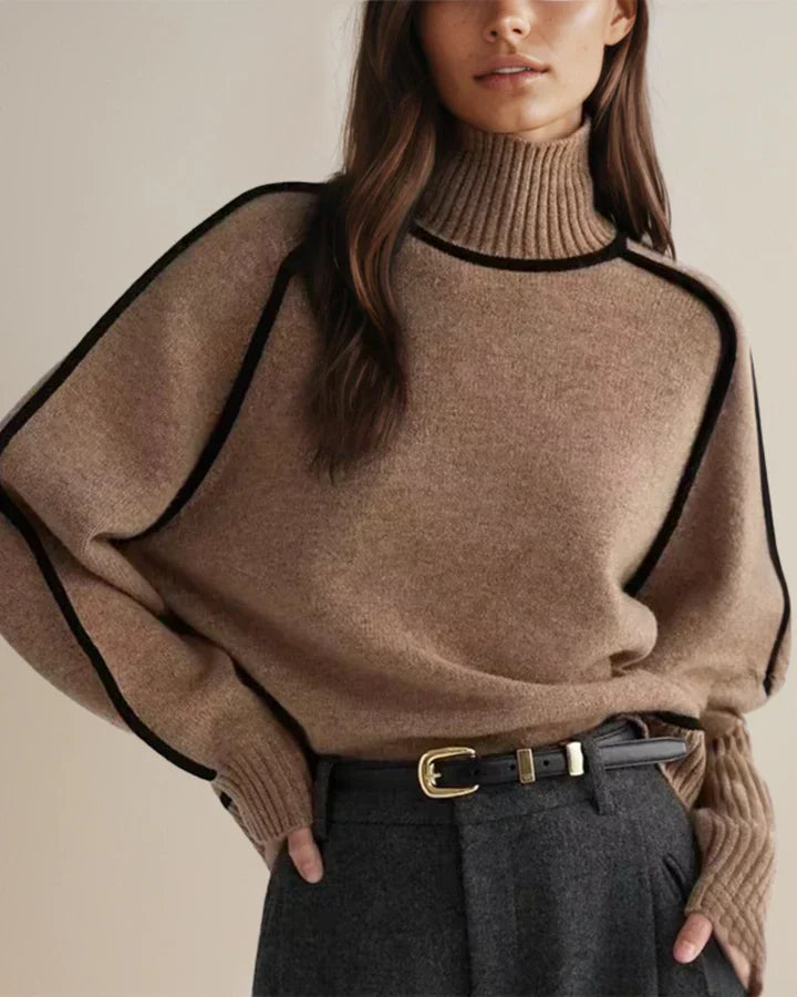 Bella | Loose Fit Turtleneck Striped Sweater