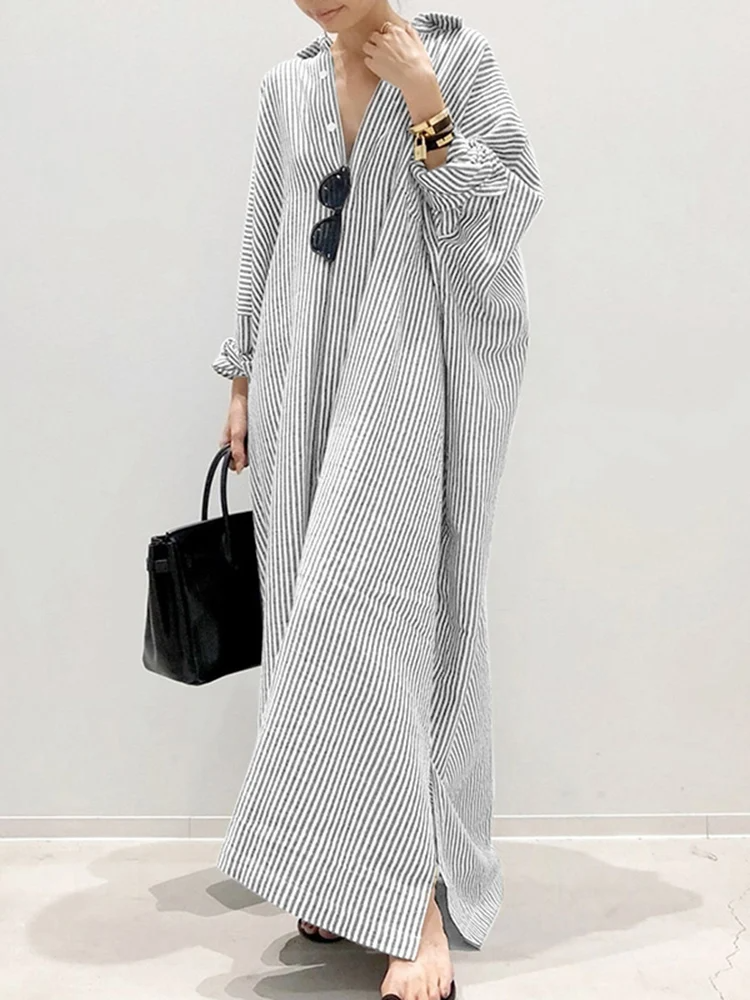Alyssa | Chic Puff Sleeve Striped Maxi Dress