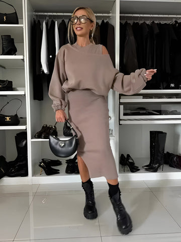Sophia | Chic Two-Piece Ensemble (Dress + Sweater)