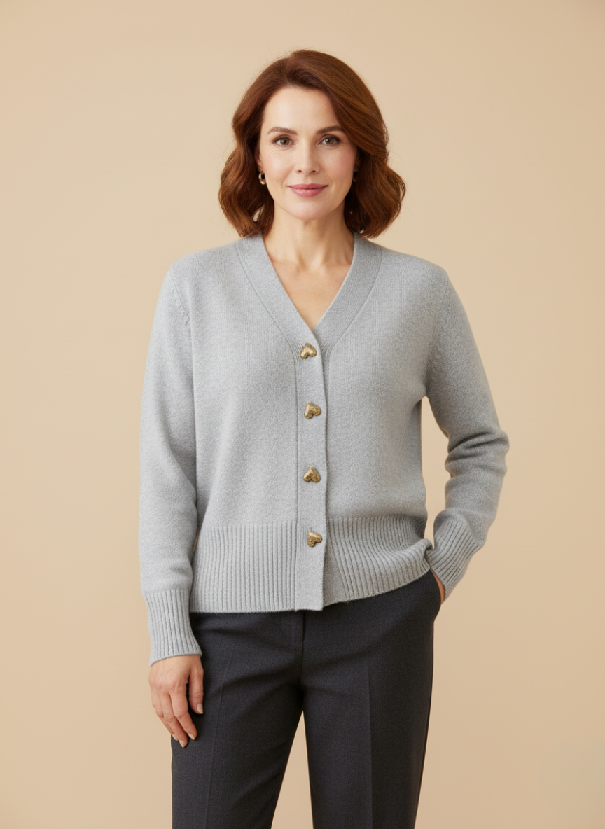 Chasie | Elegant Heart Button Cardigan