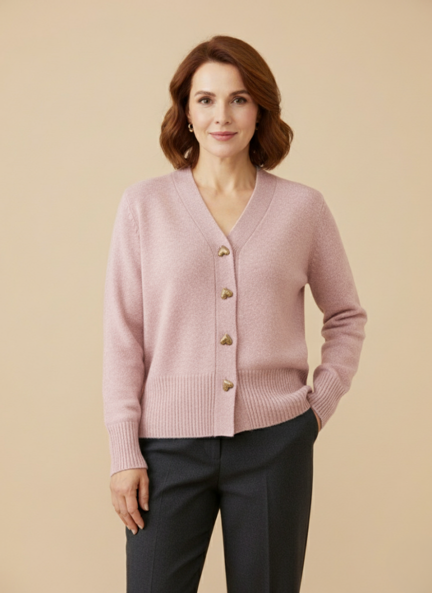 Chasie | Elegant Heart Button Cardigan