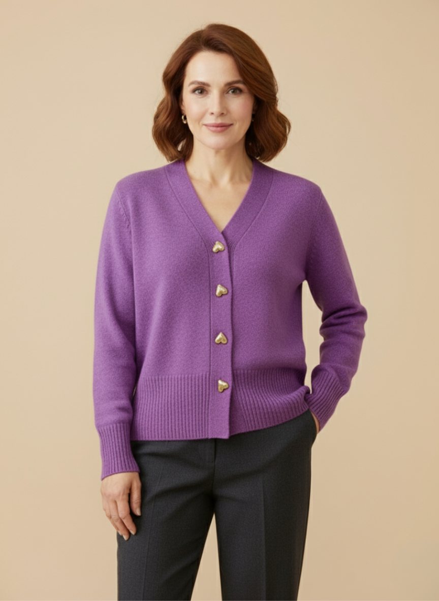 Chasie | Elegant Heart Button Cardigan