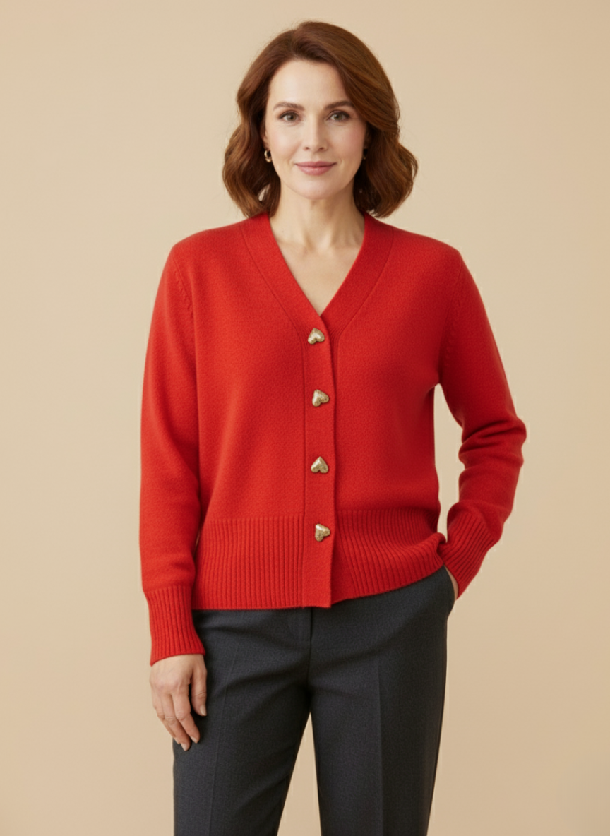 Chasie | Elegant Heart Button Cardigan