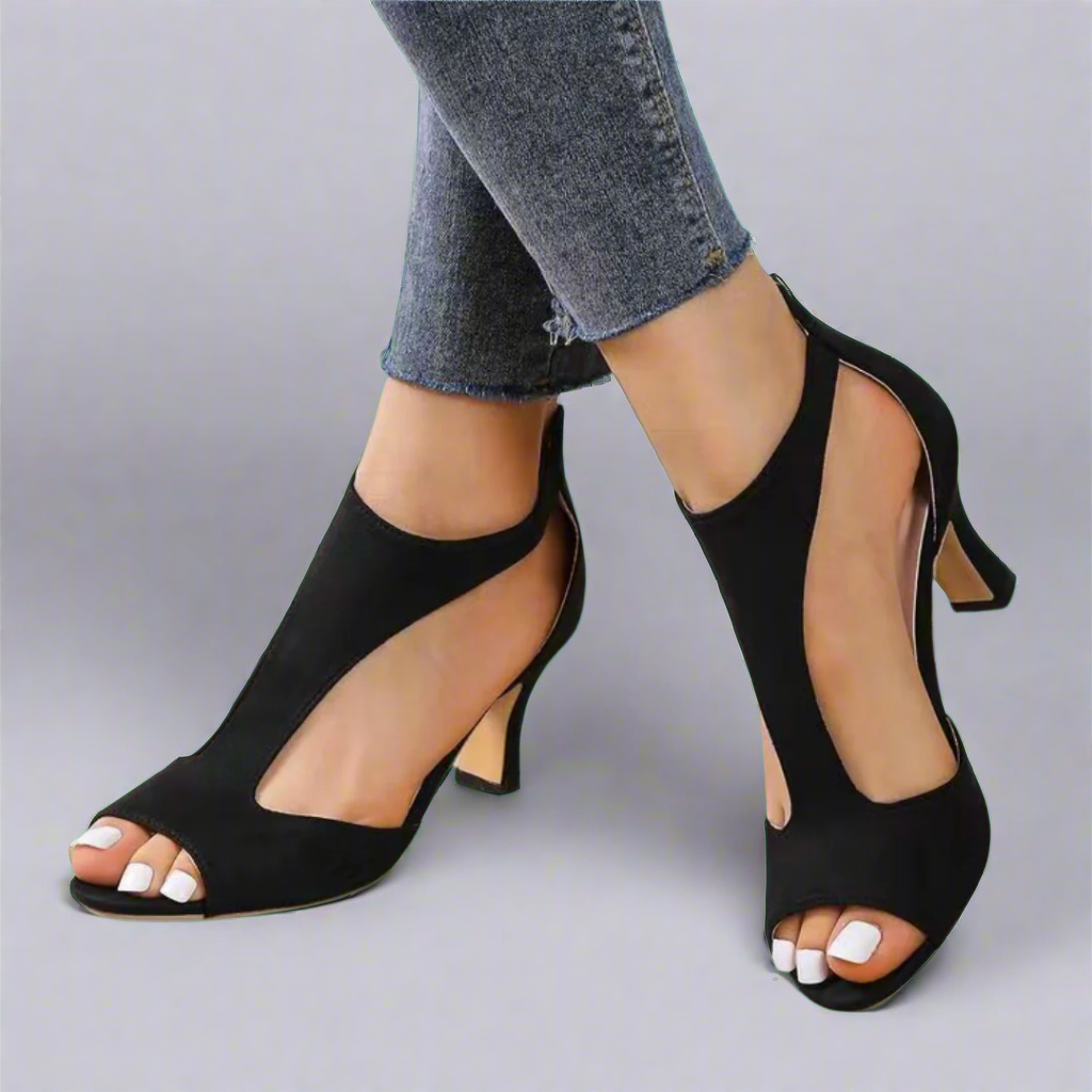 CUTOUT PEEP TOE HEELS |