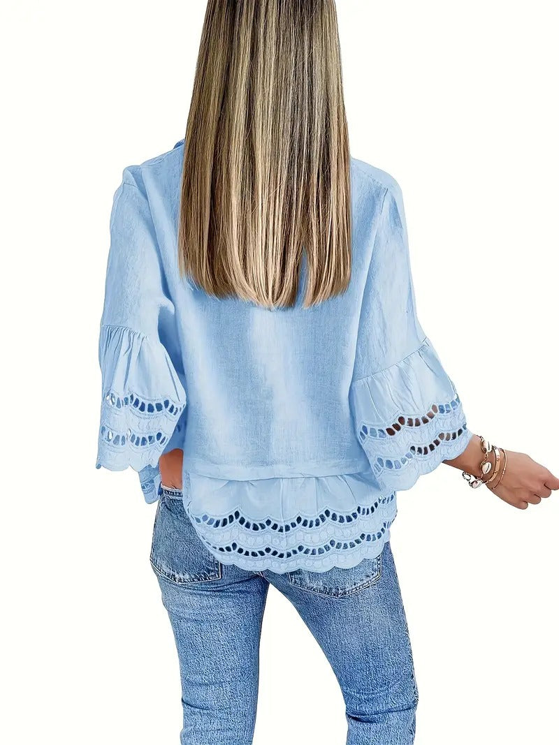 Emily Ruffle Hem Button-Up Blouse | Breezy Summer Style