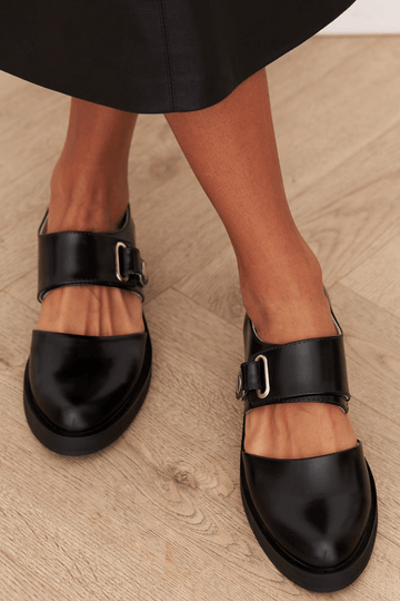 Mila | Black Buckle Loafers