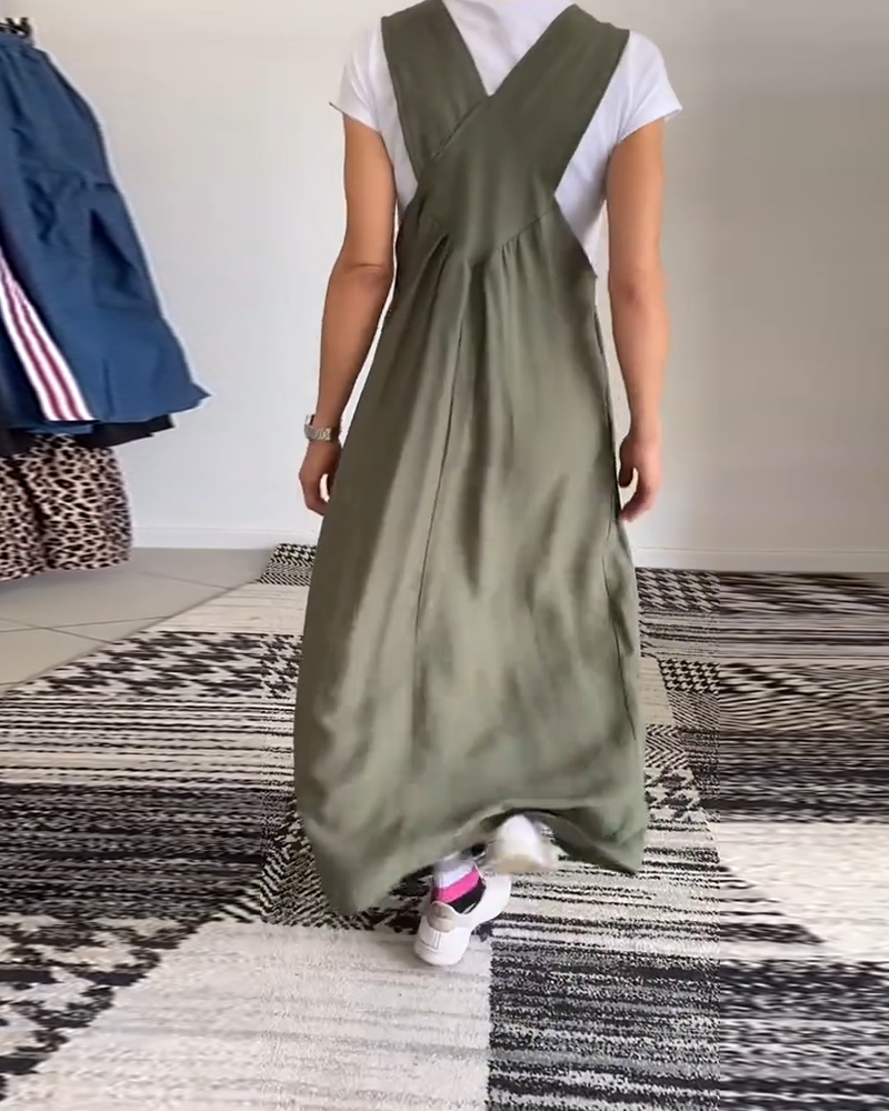 Emily | Chic Solid Color Suspender Dress