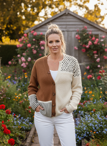 Minimalist | Abstract Polka Dots Print Buttoned Cardigan Sweater