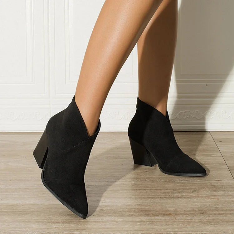 POINTED ANKLE BOOT WITH SUEDE EFFECT |
