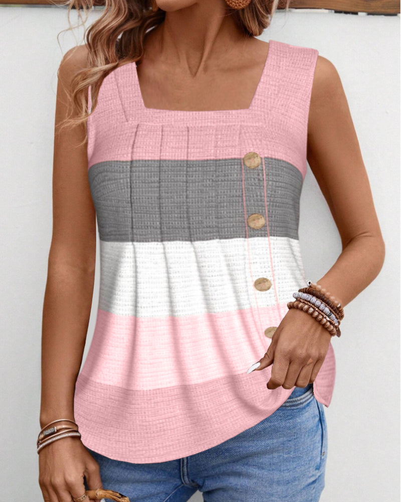 Riley | Button-Up Striped Tank Top