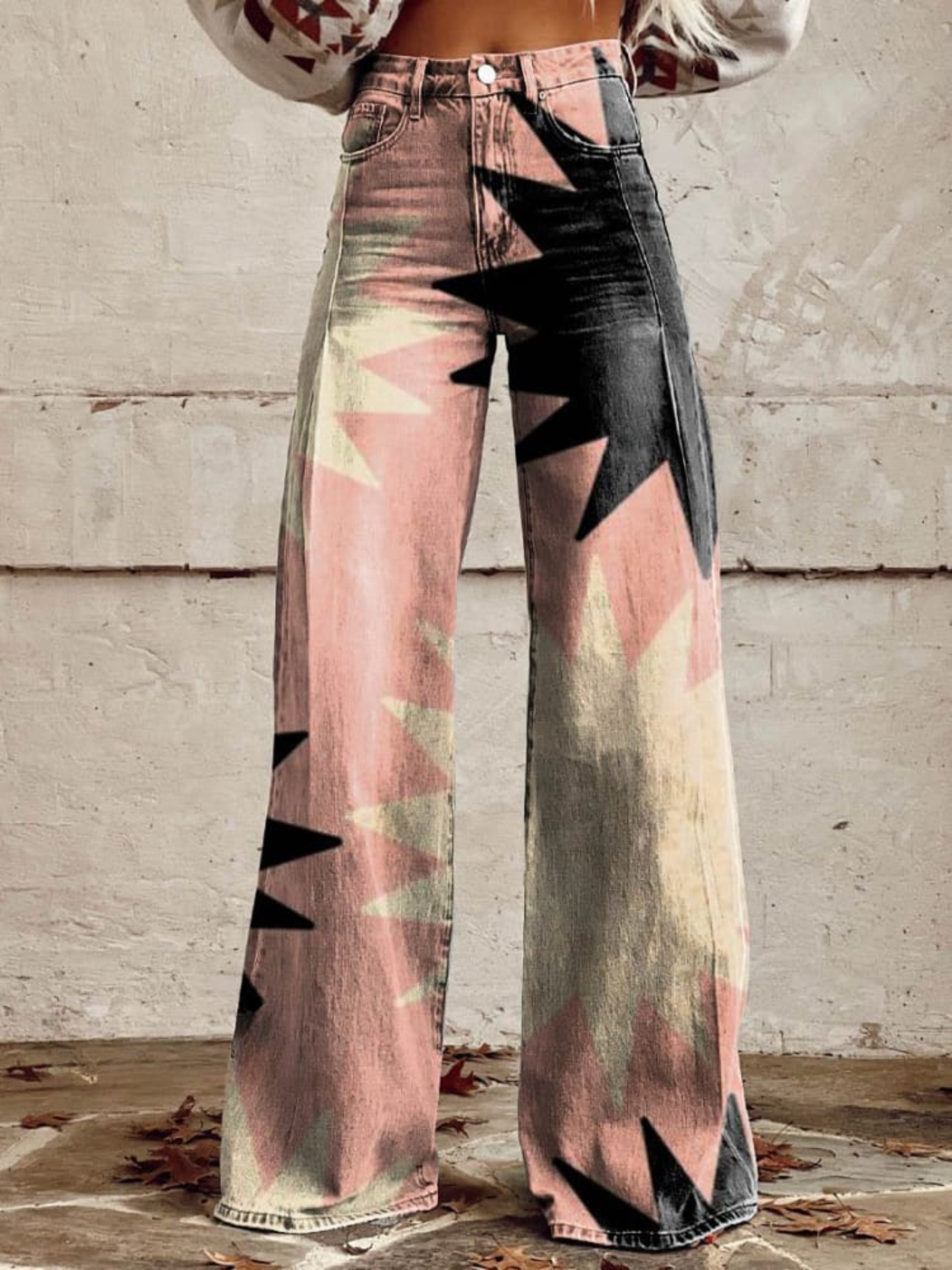 Sophia | Pink Burst Wide Leg Trousers