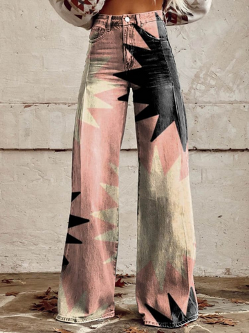 Sophia | Pink Burst Wide Leg Trousers