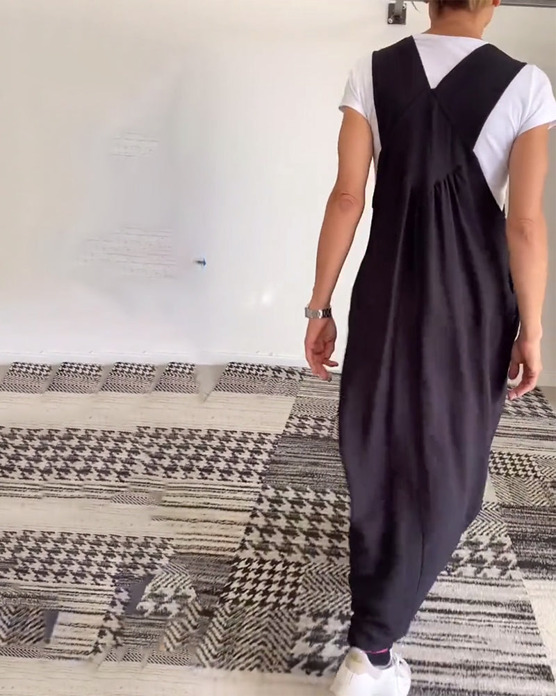 Emily | Chic Solid Color Suspender Dress