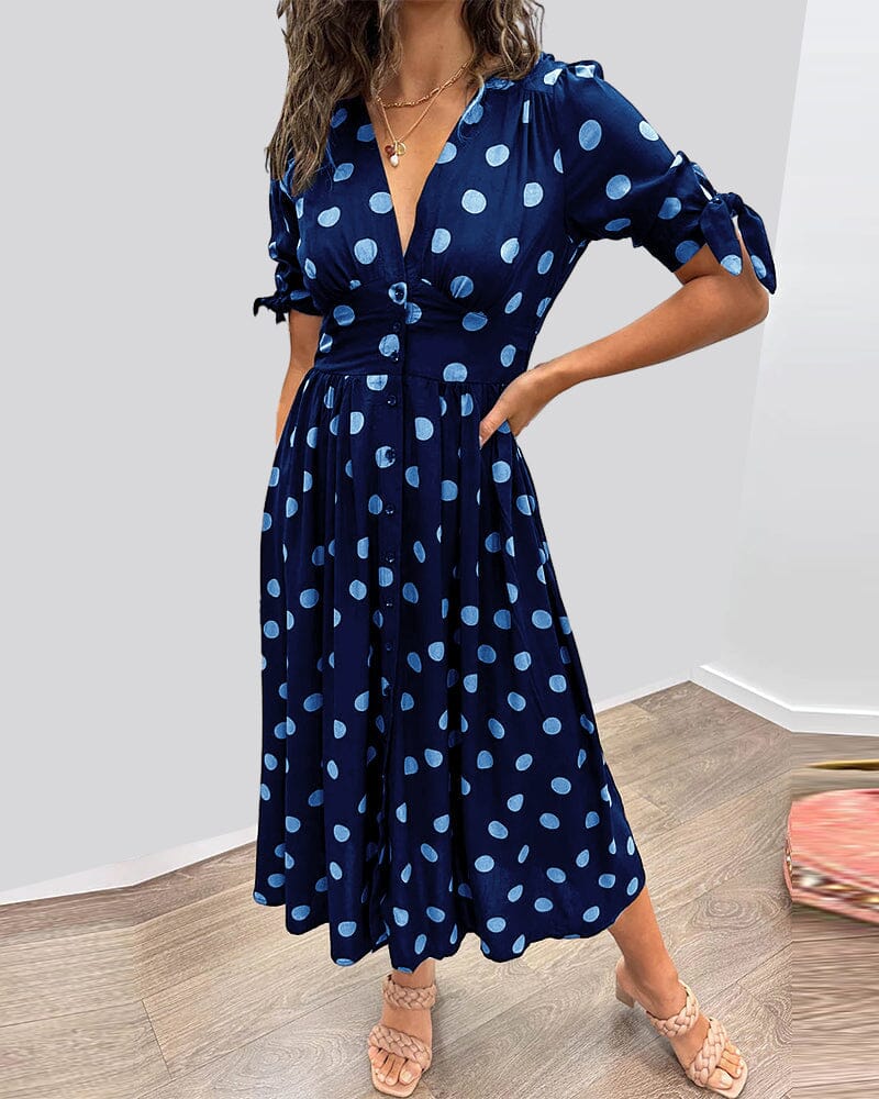 Aubrey | V-Neck Polka Dot Dress