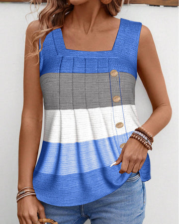 Riley | Button-Up Striped Tank Top