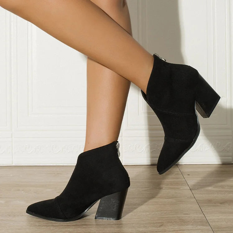 POINTED ANKLE BOOT WITH SUEDE EFFECT |
