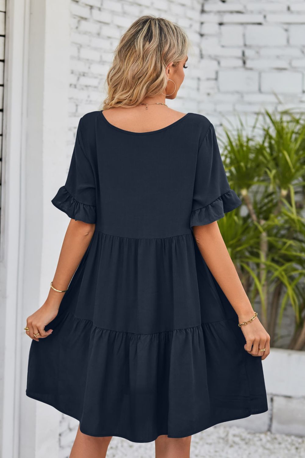 Emily | V-Neck Flounce Sleeve Tiered Dress