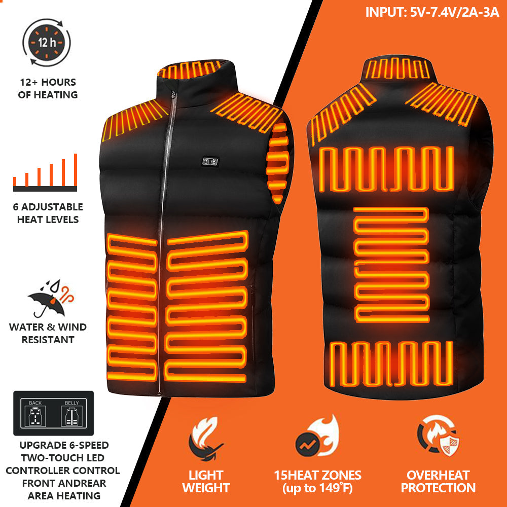 Layla | Enhanced Two-Touch Heated Vest with 15 Heat Zones and LED Controller
