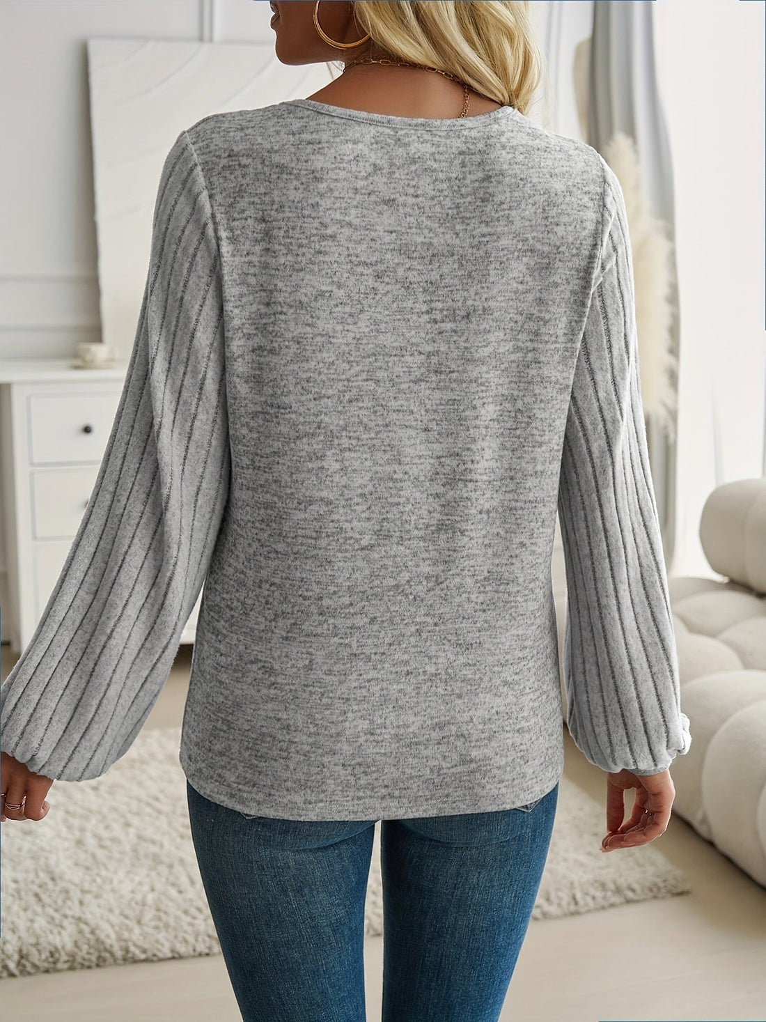 Hayden Lea™ | Elegant Lantern Sleeve Sweater