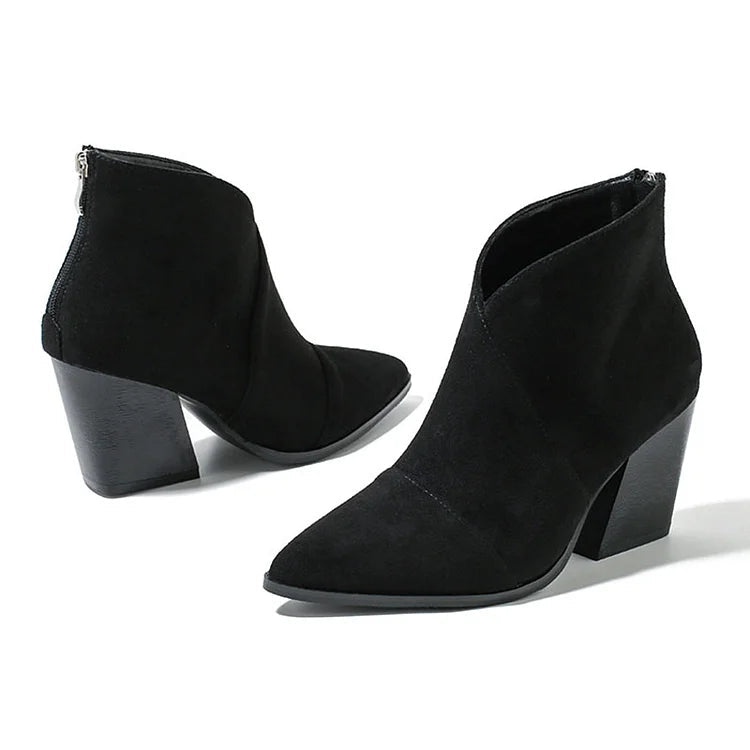 POINTED ANKLE BOOT WITH SUEDE EFFECT |