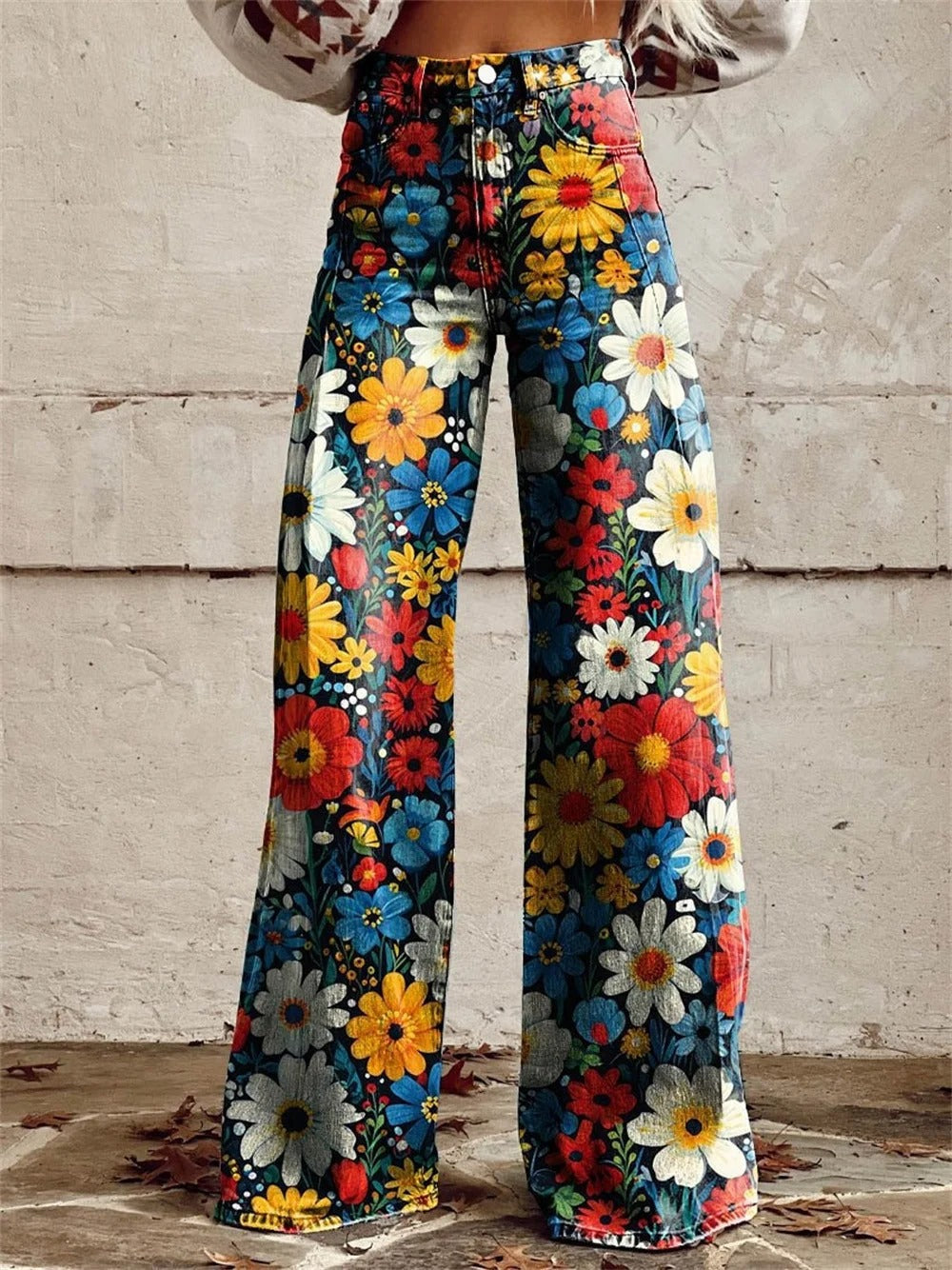Sophie | Stylish Vibrant Floral Wide Leg Trousers