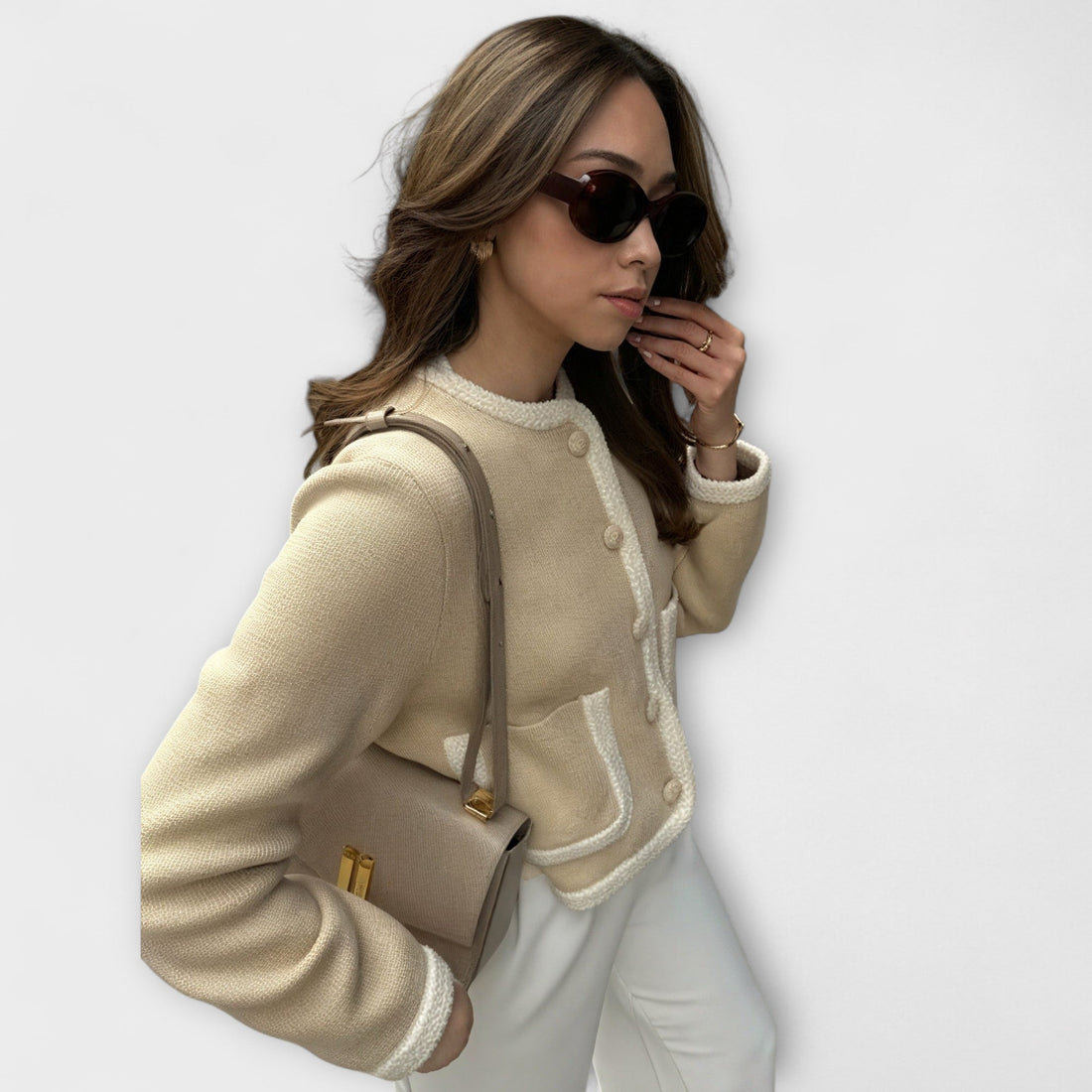 Classic Cardigan with Decorative Pockets