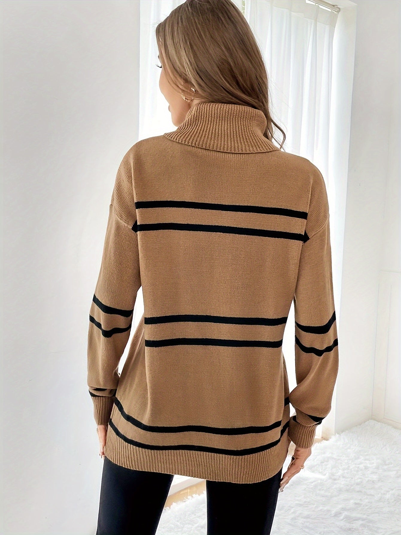 Thea | Striped Turtleneck Sweater