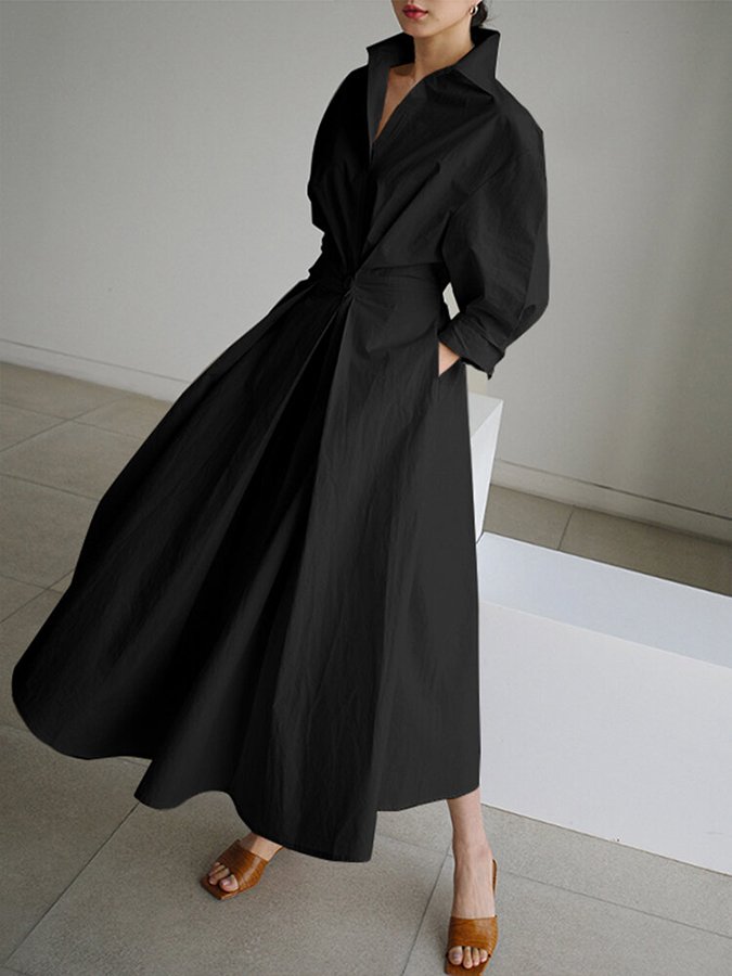 Vanessa | Elegant Black Shirt Dress