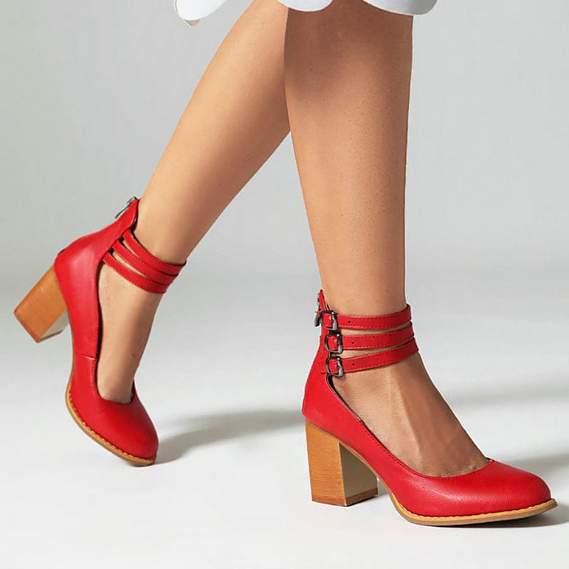 Jadara Triple Buckle Heels