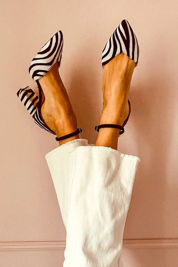 Zebrina™ | Medium heel sandals with strap and zebra print